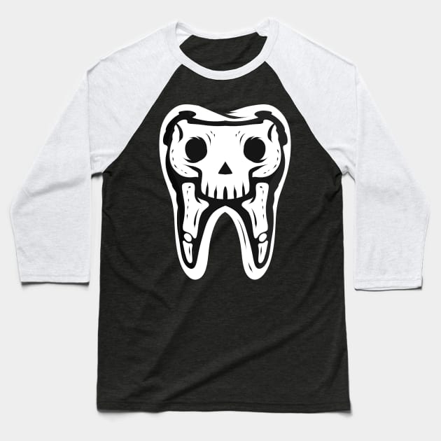 Skeleton Tooth For Dentist On Halloween Baseball T-Shirt by SinBle